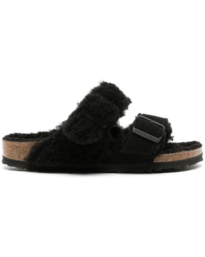 Birkenstock Sandales Arizona à doublure lainée - Noir