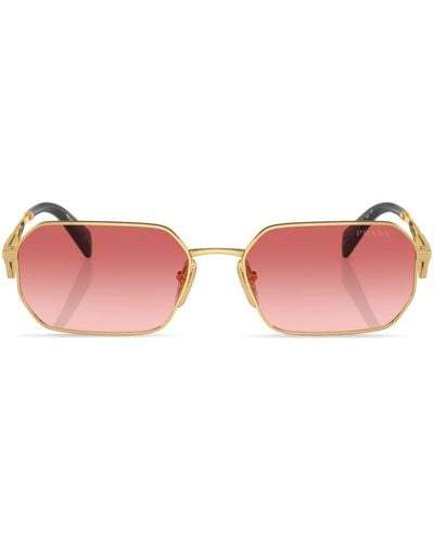Prada Triangle-logo Rectangular Sunglasses - Pink