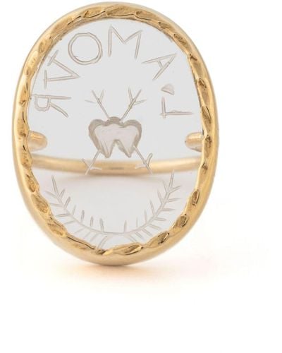 Pascale Monvoisin 9kt Yellow Gold L'amour Crystal Ring - Metallic