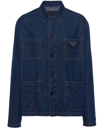 Prada Multi-pocket Washed-denim Jacket - Blue