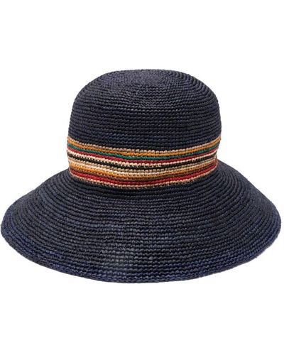 Paul Smith Contrast-panel straw hat - Blu