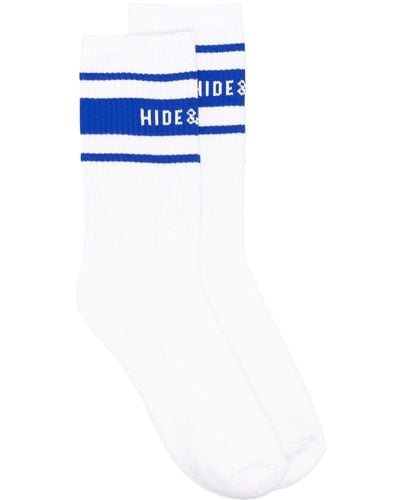 HIDE & JACK Ribbed Logo-stripe Socks - Blue