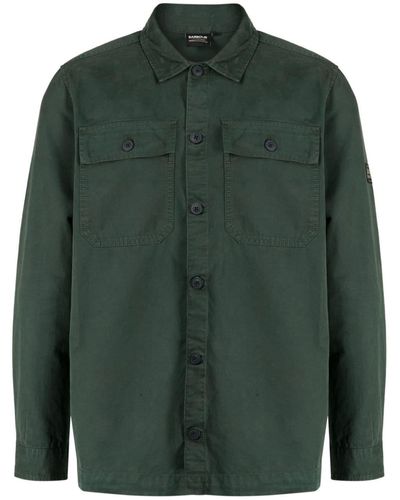 Barbour Chemise en coton à patch logo - Vert