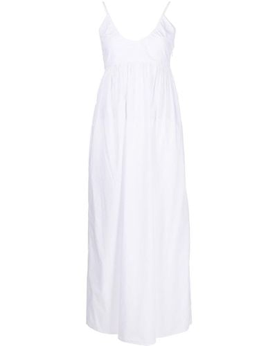 Bird & Knoll Ruffled Long Cotton Dress - White
