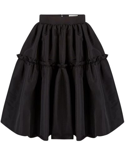 Nina Ricci A-line Midi Taffeta Skirt - Black