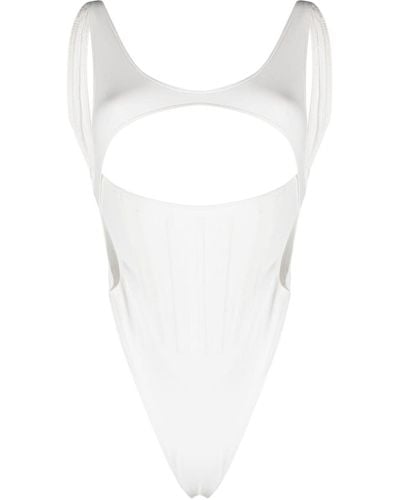Mugler Cut-out Scoop-neck Body - White