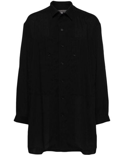 Yohji Yamamoto Camisa a paneles con botones - Negro