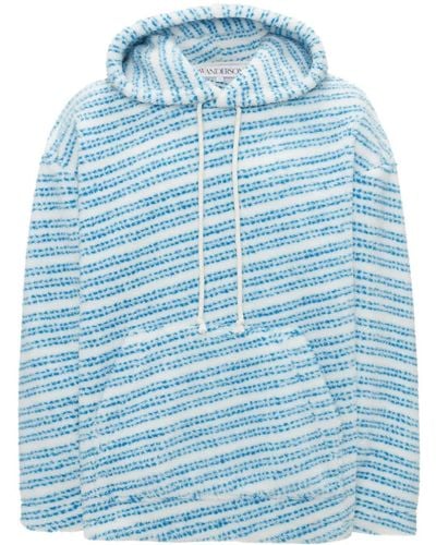 JW Anderson Oversized Striped Fleece Hoodie - Blue