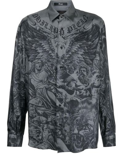 Philipp Plein Overhemd Met Print - Grijs