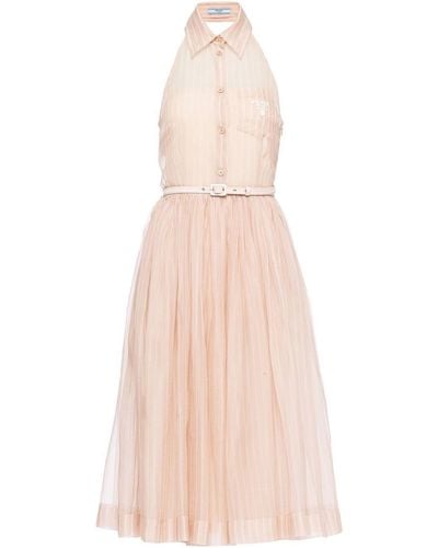 Prada Midi-jurk Met Borduurwerk - Roze