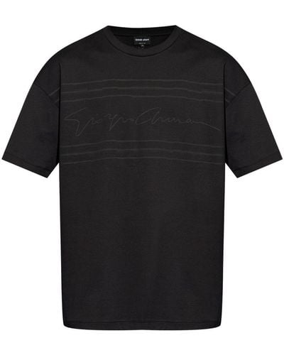 Giorgio Armani Logo-print Cotton T-shirt - ブラック