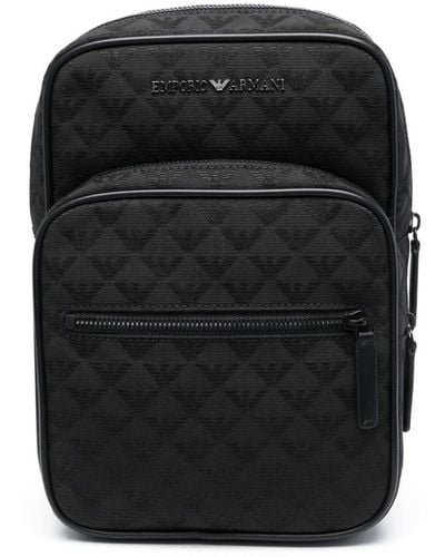 Emporio Armani Jacquard-Rucksack mit Monogramm - Schwarz