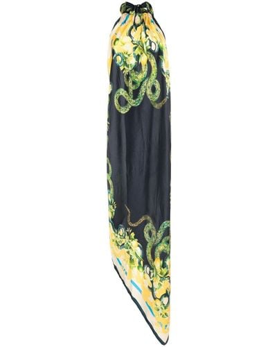 Roberto Cavalli Abstract-pattern Print Silk Dress - Green
