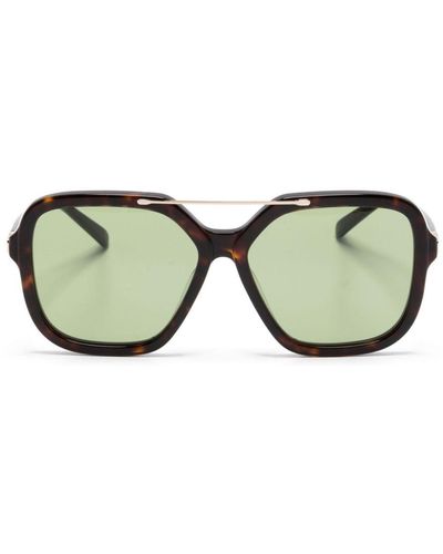 Stella McCartney Lunettes de soleil oversize à effet écailles de tortue - Vert