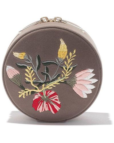 Wolf Floral Round Jewellery Box - Multicolour