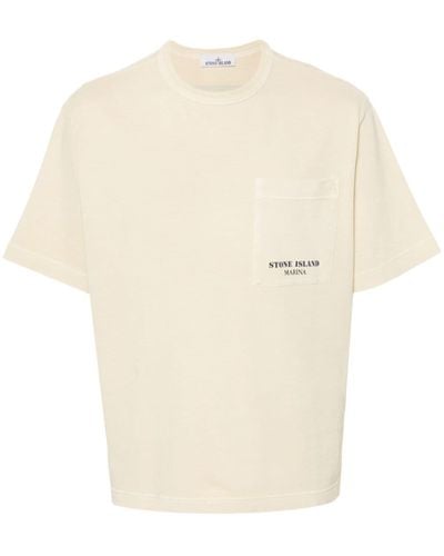 Stone Island Gestreiftes T-Shirt - Weiß