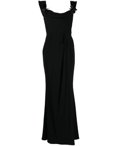 Marchesa Flower-applique Sleeveless Gown - Black