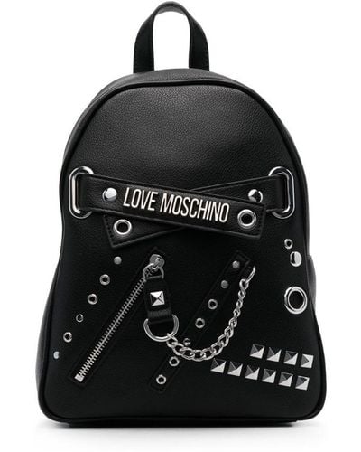 Love Moschino Rockstud Rugzak Met Logoplakkaat - Zwart
