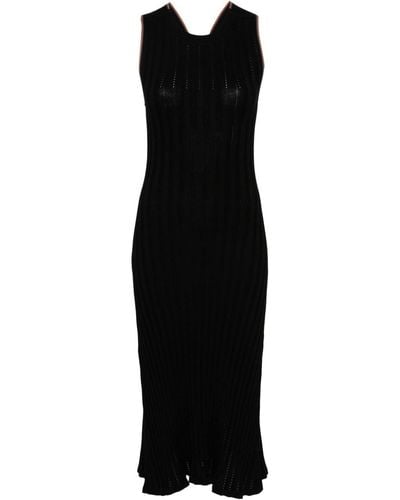 Paul Smith Stripe-trim ribbed maxi dress - Negro