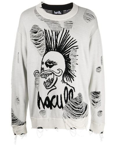Haculla Logo-knit Distressed Sweater - Black
