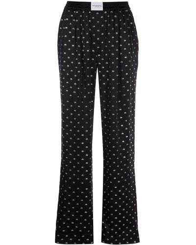 Alexander Wang Logo Jacquard Silk Pyjama Trousers - Black