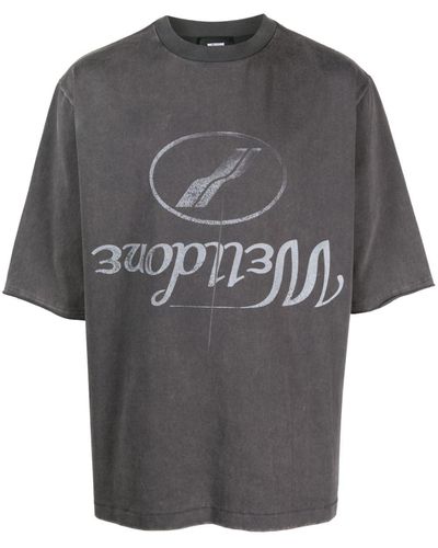 we11done T-Shirt mit Logo-Print - Grau