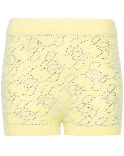 Blumarine Crystal-embellished Knitted Shorts - Yellow
