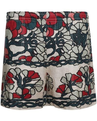 Bode Garden Lattice Linen Shorts - Natural