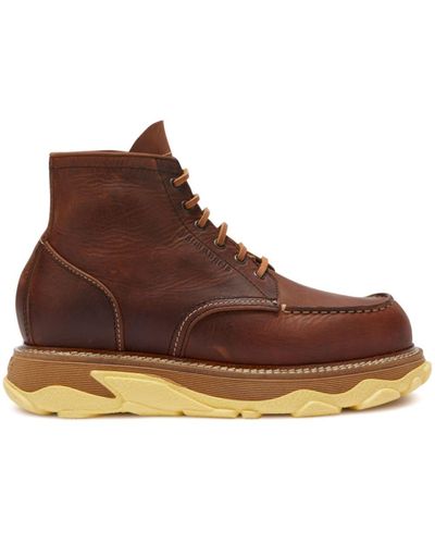 Palm Angels Hybrid Lace-up Boots - Brown