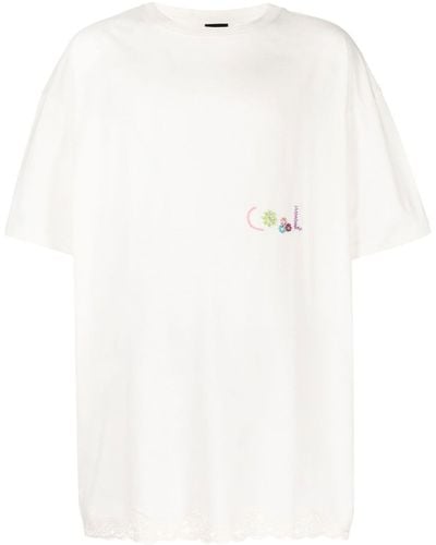 COOL T.M T-shirt girocollo con orlo in pizzo - Bianco
