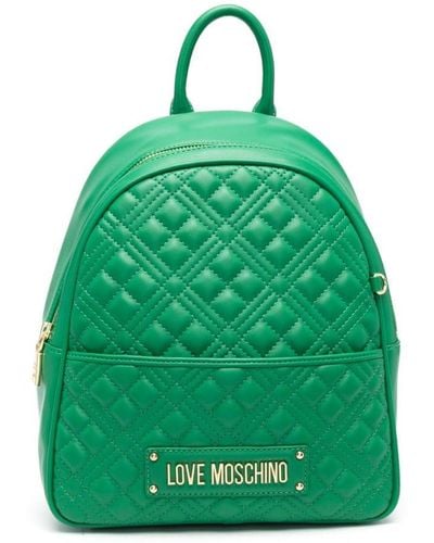 Love Moschino Gesteppter Rucksack mit Logo - Grün