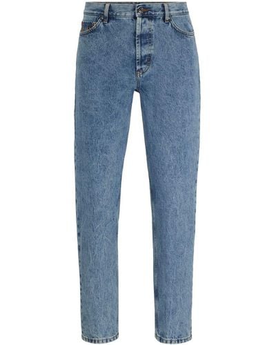 HUGO Flame-embroidered Tapered Jeans - Blue