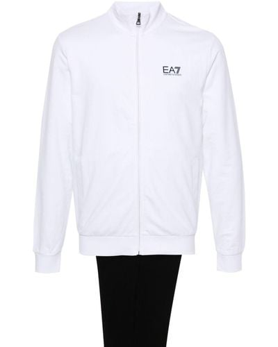 EA7 Logo-print Cotton Tracksuit - White