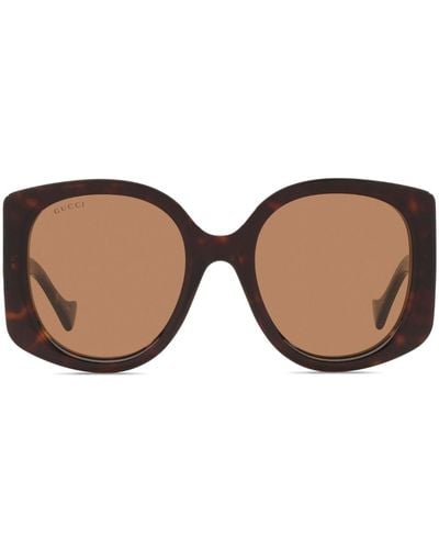 Gucci Interlocking G Round-frame Sunglasses - Brown