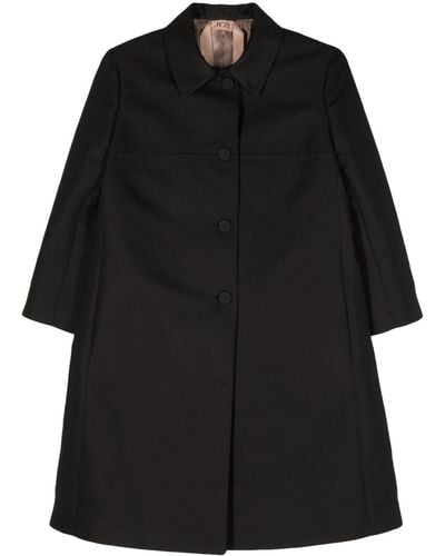 N°21 Single-breasted Midi Coat - Black