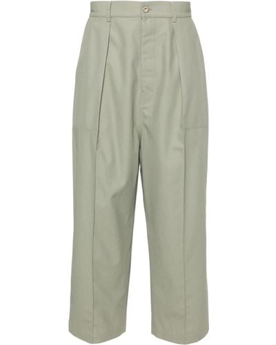 Loewe Pleat-detail Straight-leg Trousers - グリーン