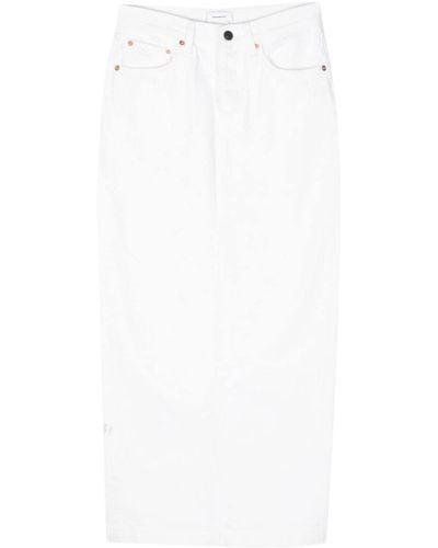 Wardrobe NYC Jupe Denim Column à coupe longue - Blanc
