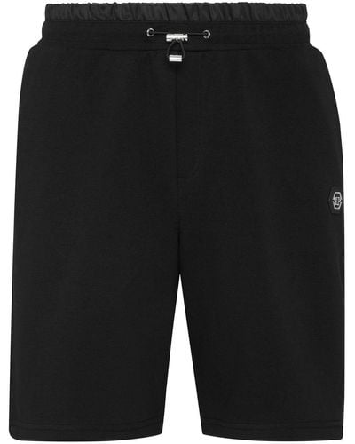 Philipp Plein Logo-patch Drawstring Track Shorts - Black