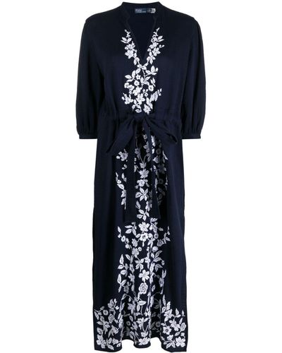 Polo Ralph Lauren Embroidered Cotton Dress - Blue