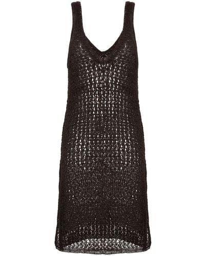Dragon Diffusion Knitted Leather Midi Dress - Black