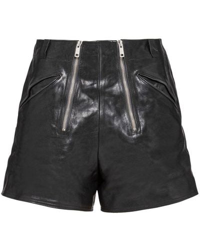 Prada Double-zip Leather Shorts - Black