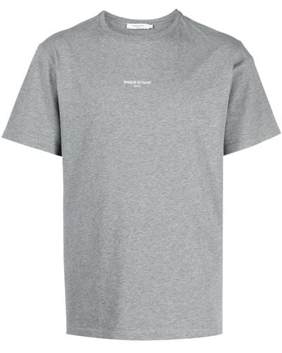 Maison Kitsuné T-shirt en coton à logo brodé - Gris