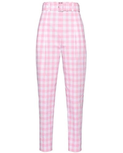 Prada Gingham Check Trousers - Pink