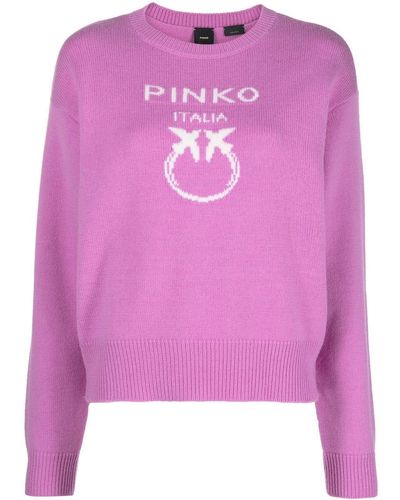 Pinko Jersey con logo en intarsia - Rosa