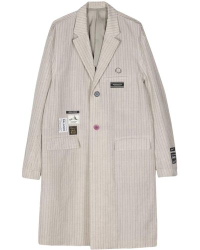 Undercover Pinstripe-pattern Single-breasted Coat - Grey