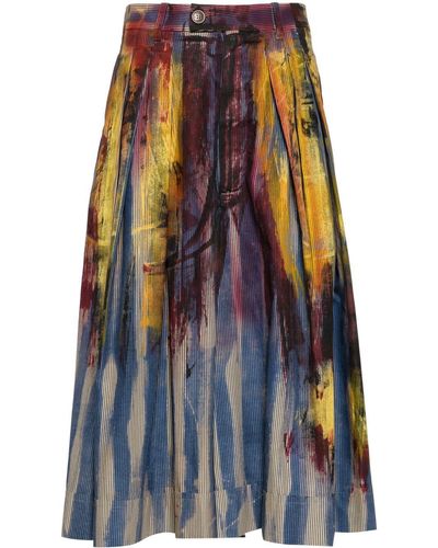 Vivienne Westwood Jupe-culotte plissée à effet verni - Bleu