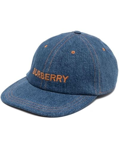 Burberry Baseballkappe mit Logo-Stickerei - Blau