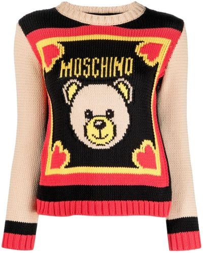 Moschino Teddy Bear-embroidered Ribbed Sweater - Black