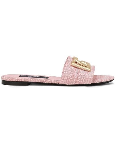 Dolce & Gabbana Slipper mit DG-Schild - Pink