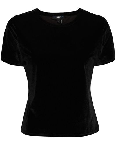 PAIGE Velour Round-neck T-shirt - Black